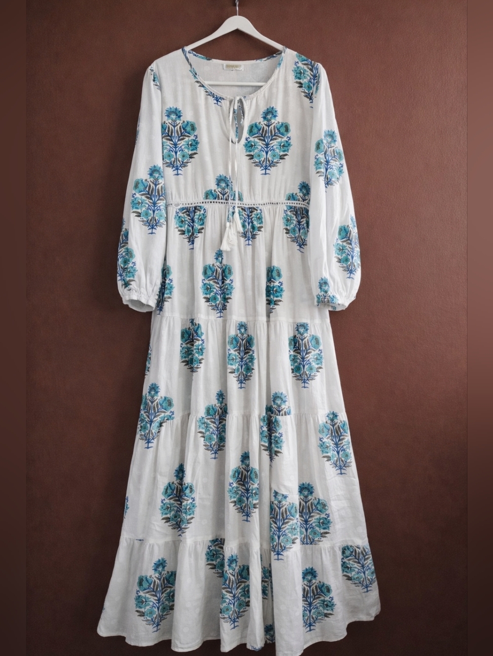 Debbie Katz South Beach Cotton Boho Floral Midi Dress Size L NWOT